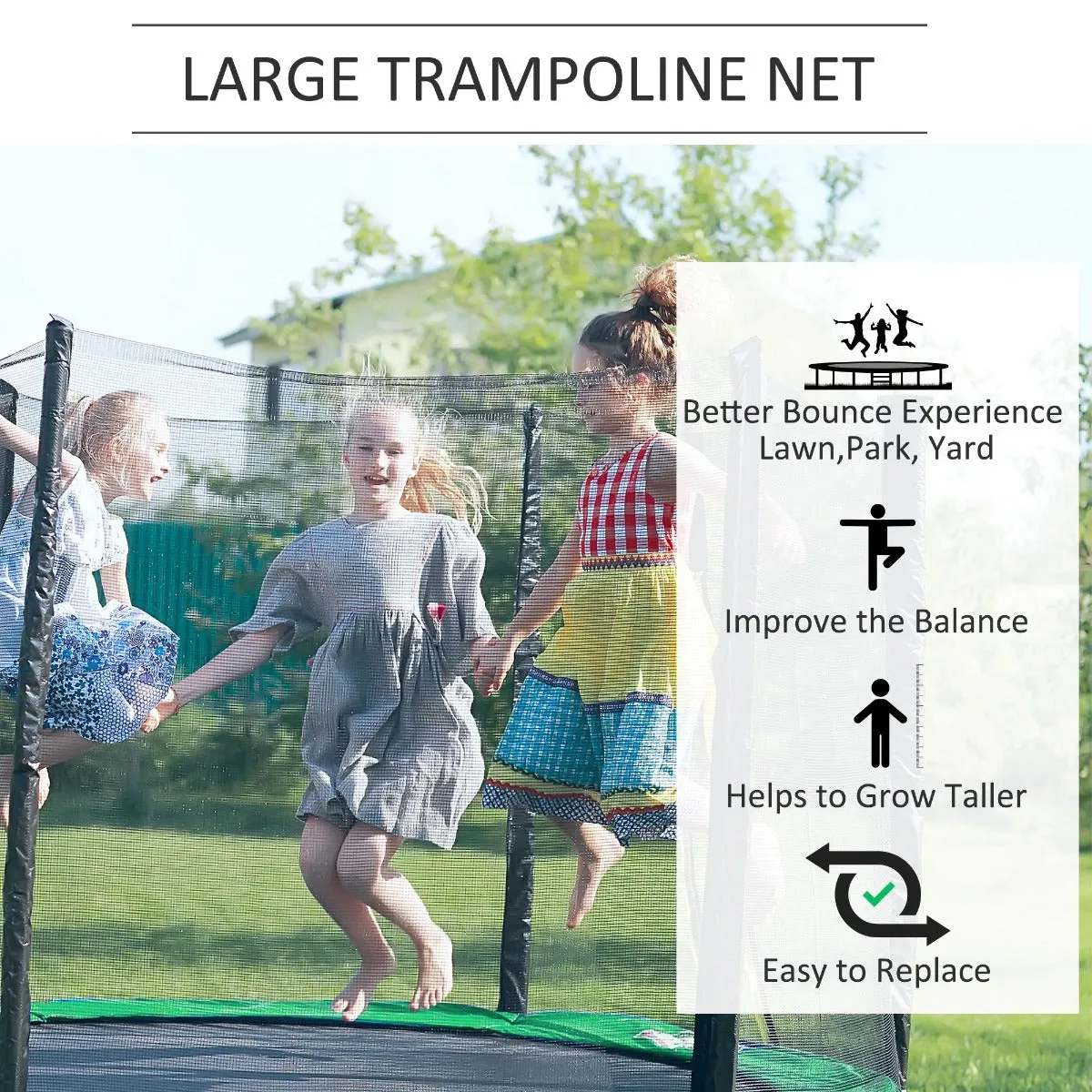 10ft Replacement Safety Trampoline Net with Enclosure