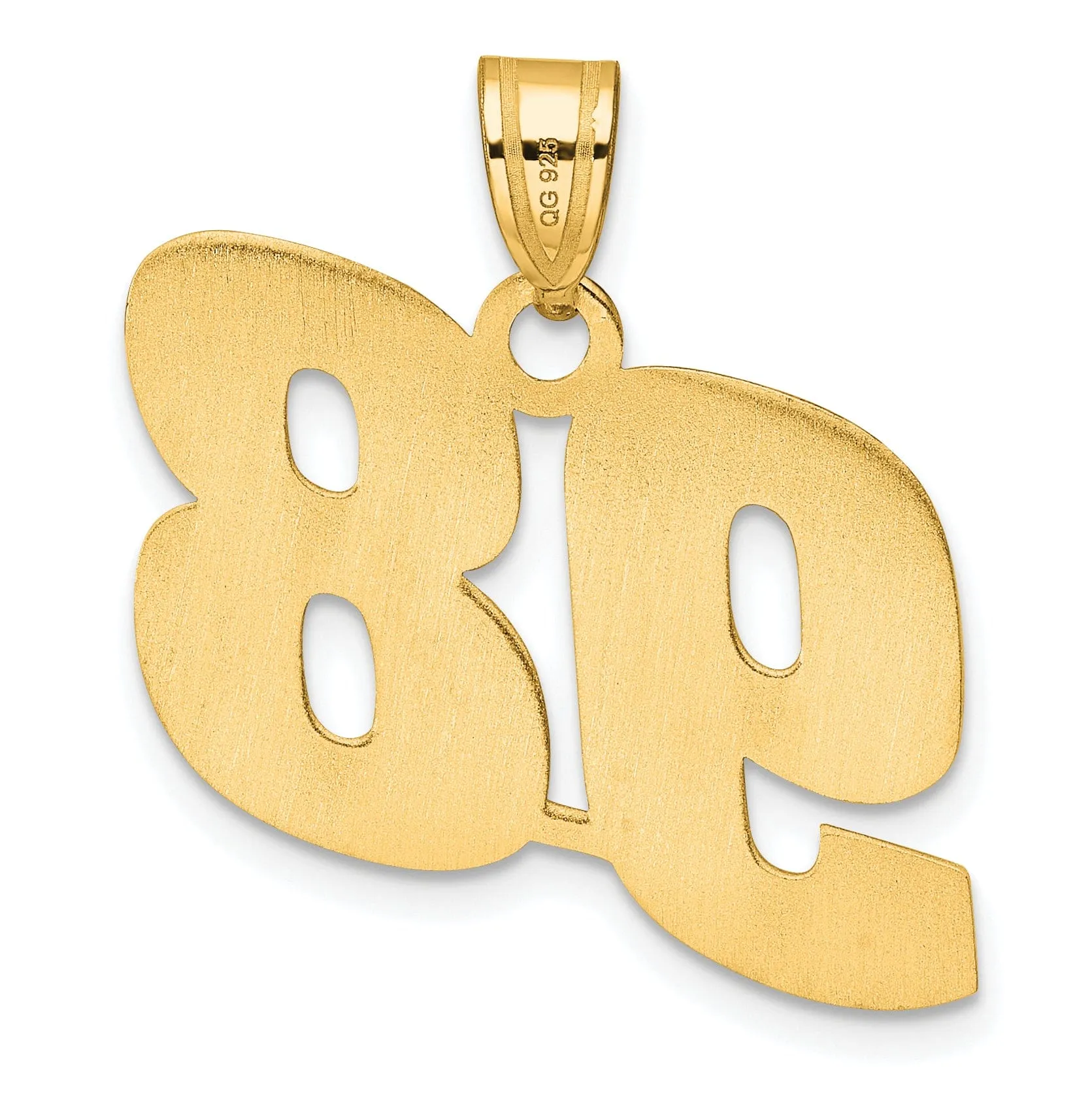 14k Yellow Gold Polished Finish Block Script Design Number 98 Charm Pendant