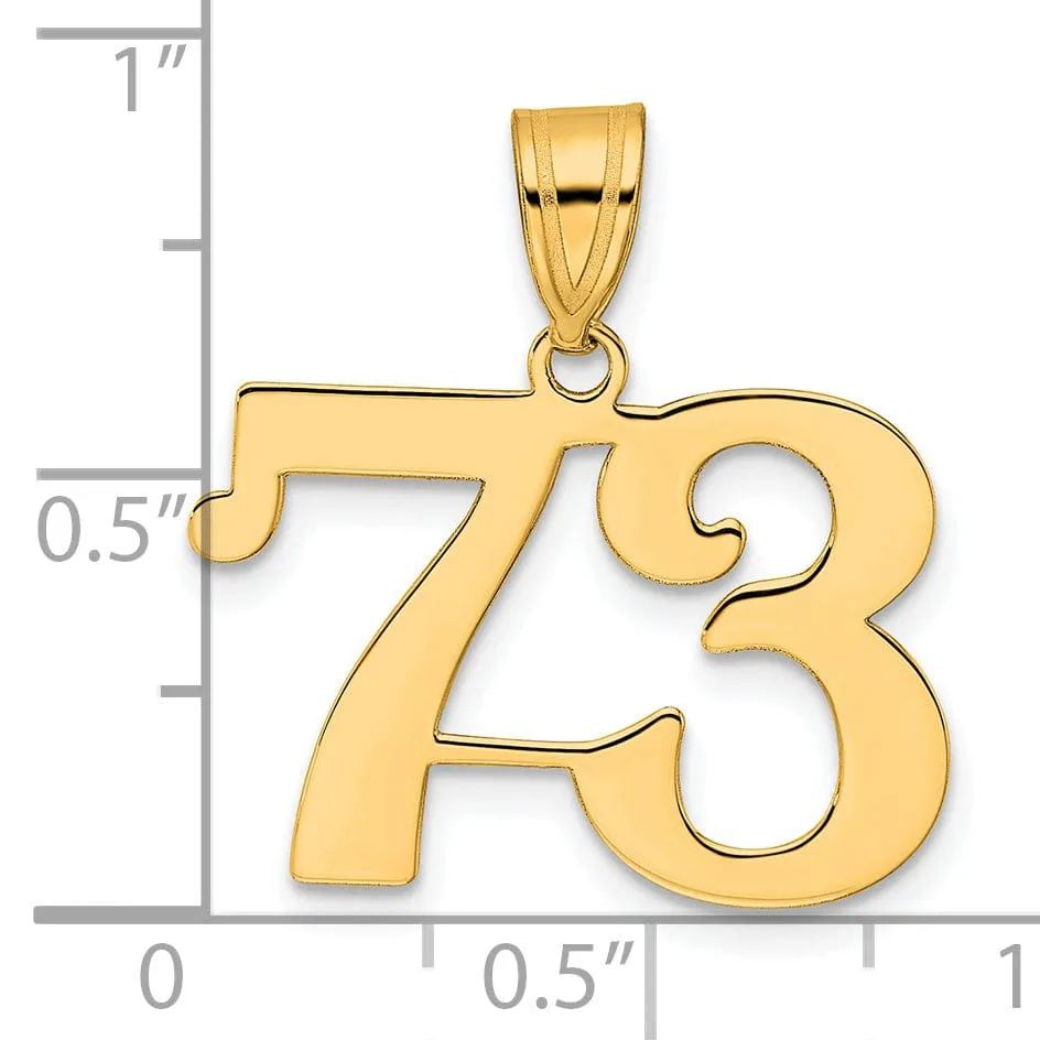 14k Yellow Gold Polished Finish Number 73 Charm Pendant