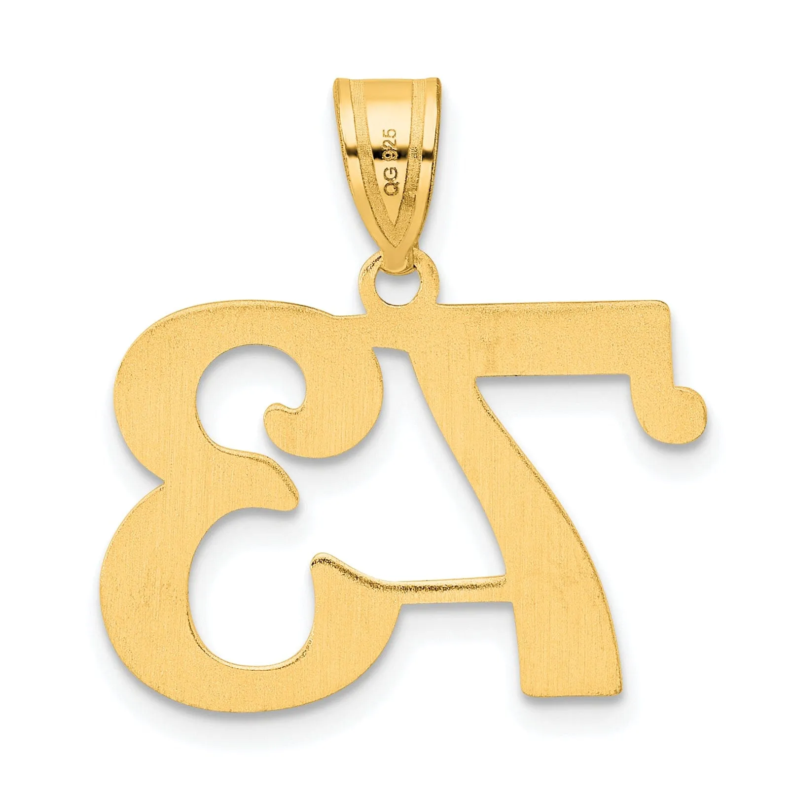 14k Yellow Gold Polished Finish Number 73 Charm Pendant