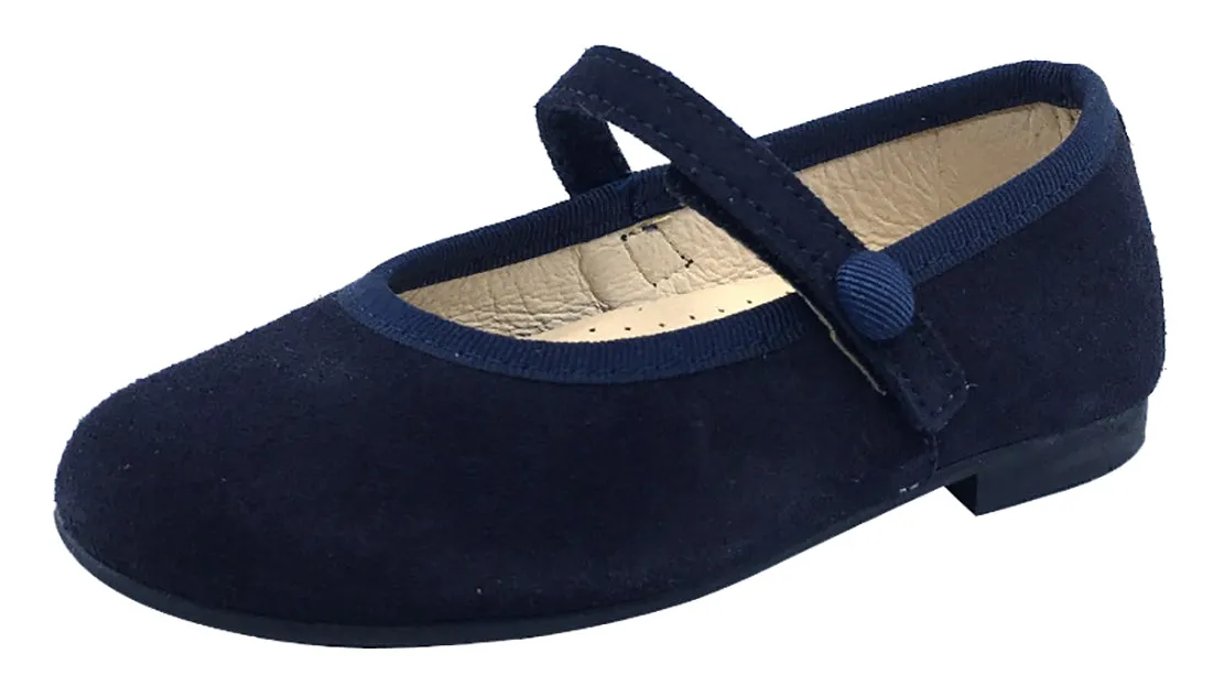 Andanines Girl's Hook and Loop Closure Mary Jane, Navy Suede