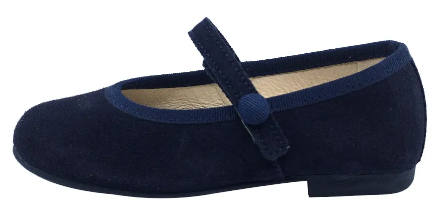 Andanines Girl's Hook and Loop Closure Mary Jane, Navy Suede