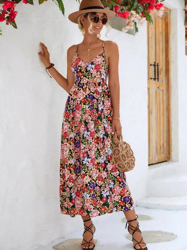 Backless Floral Maxi Dress - A Chic and Stylish Essential for Every Woman