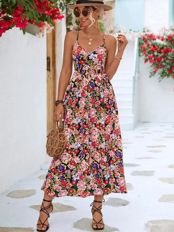 Backless Floral Maxi Dress - A Chic and Stylish Essential for Every Woman