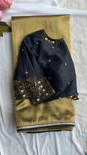 Black silk intricate handwork blouse