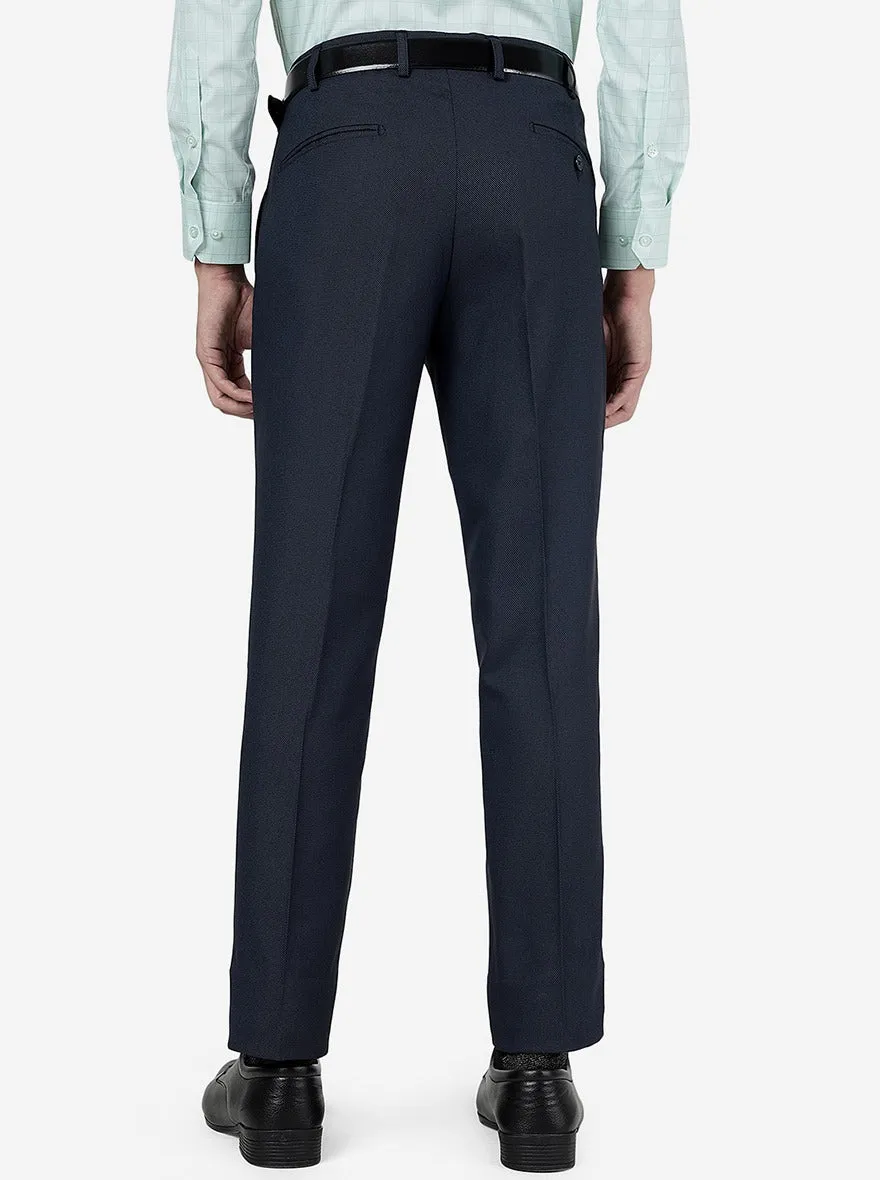 Blue Solid Super Slim Fit Formal Trouser | Greenfibre