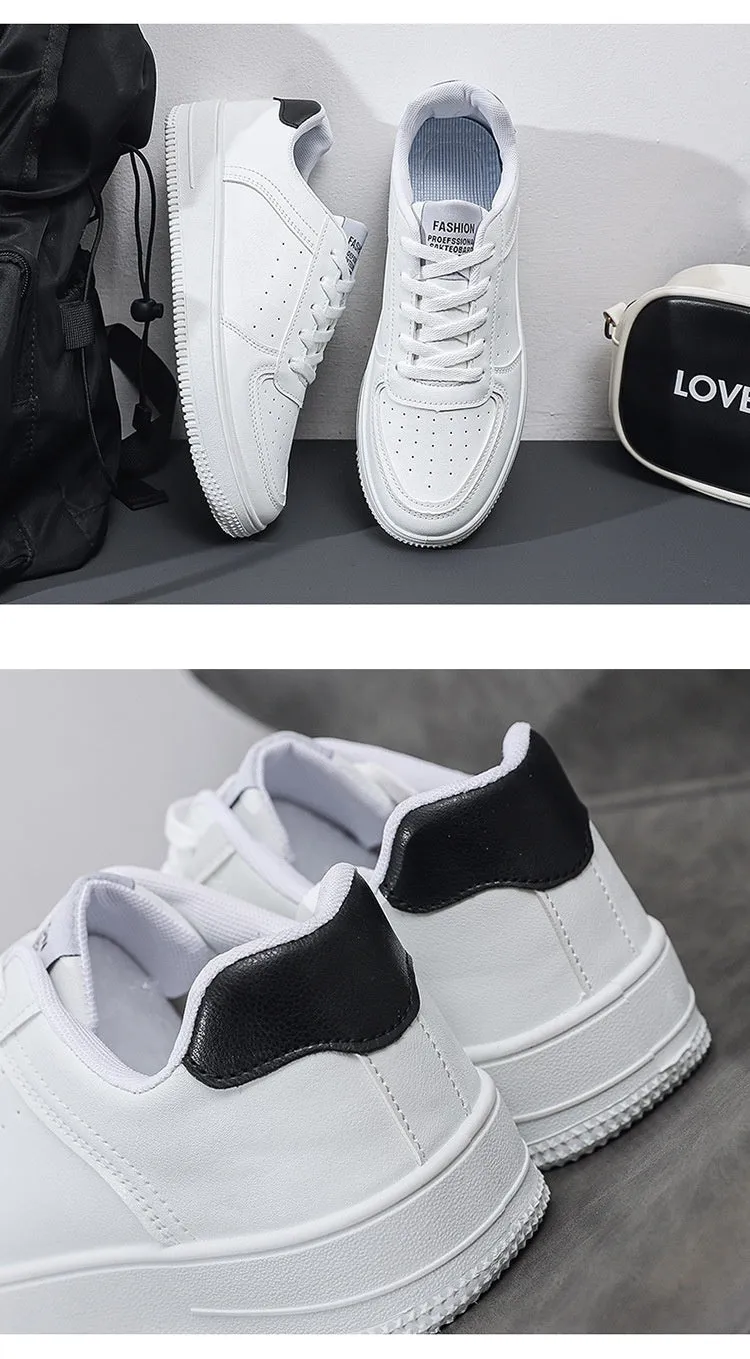 Breathable Men's Summer Sports Leisure Solid White Shoes