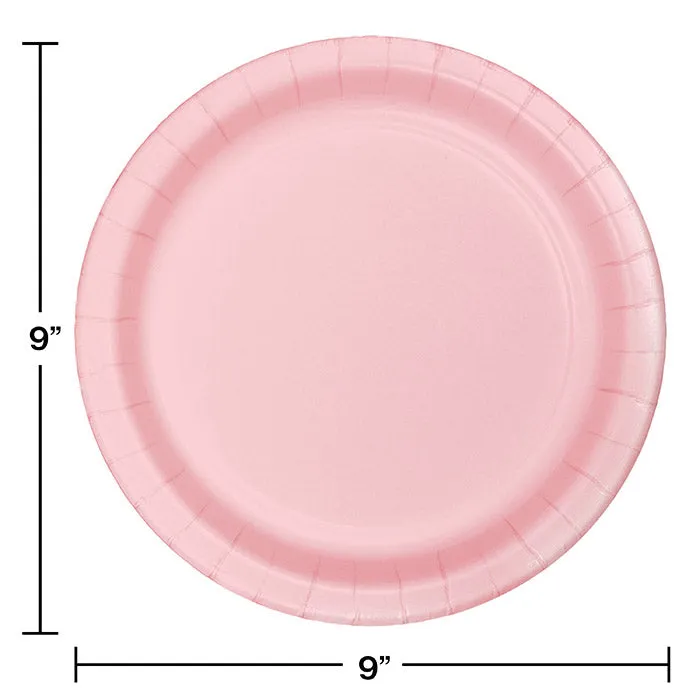 Bulk Classic Pink Sturdy Style 8.75 inch Paper Dinner Plates (240 per Case)