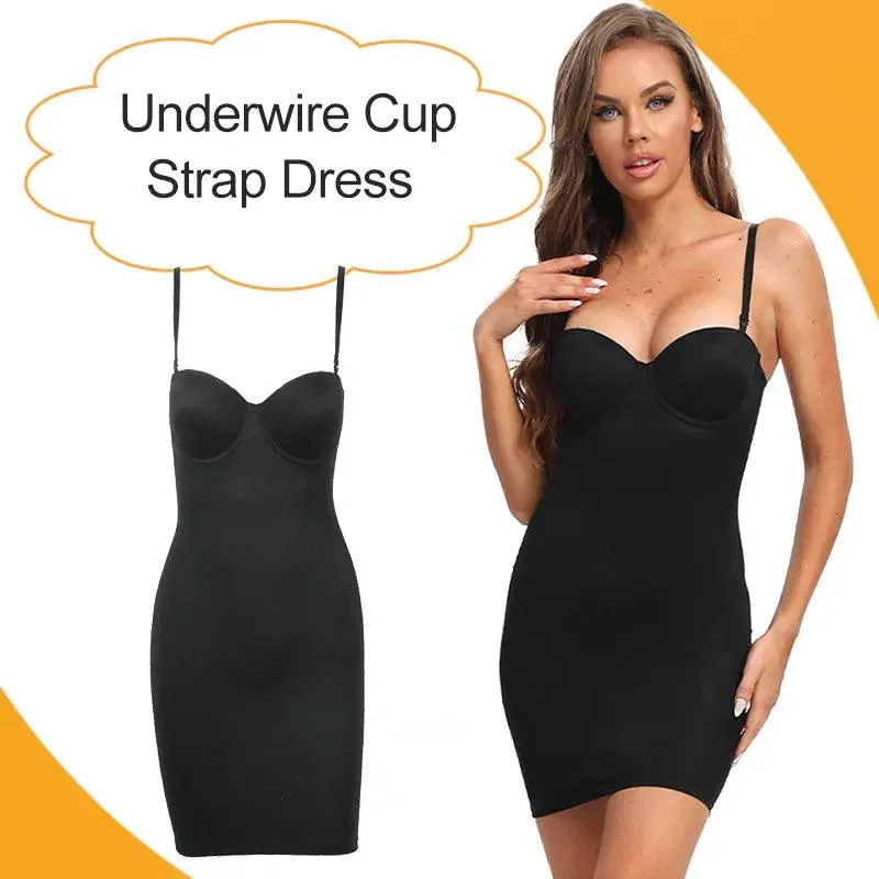 Chic Empire Waist Underwire Slip Dress in Black & Nude