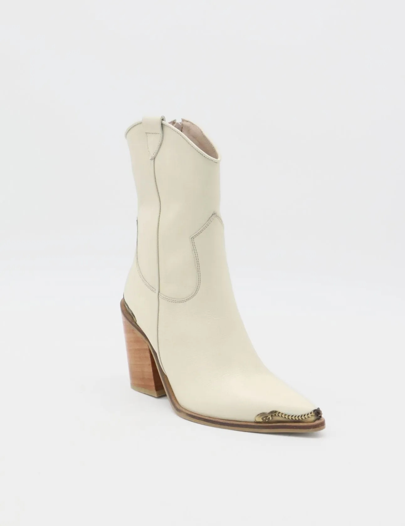 Coachella western cowboy boots in off white leather womens shoes