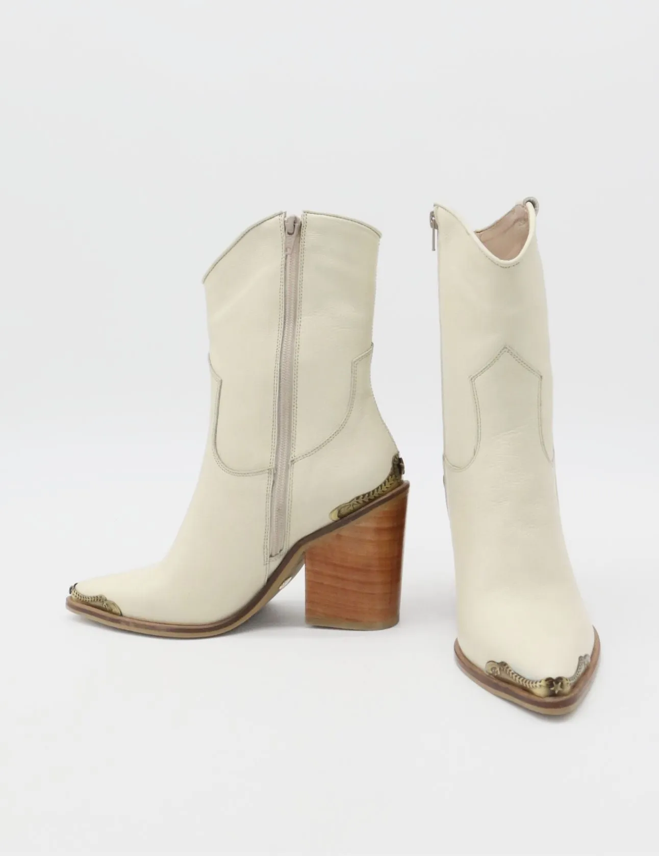 Coachella western cowboy boots in off white leather womens shoes