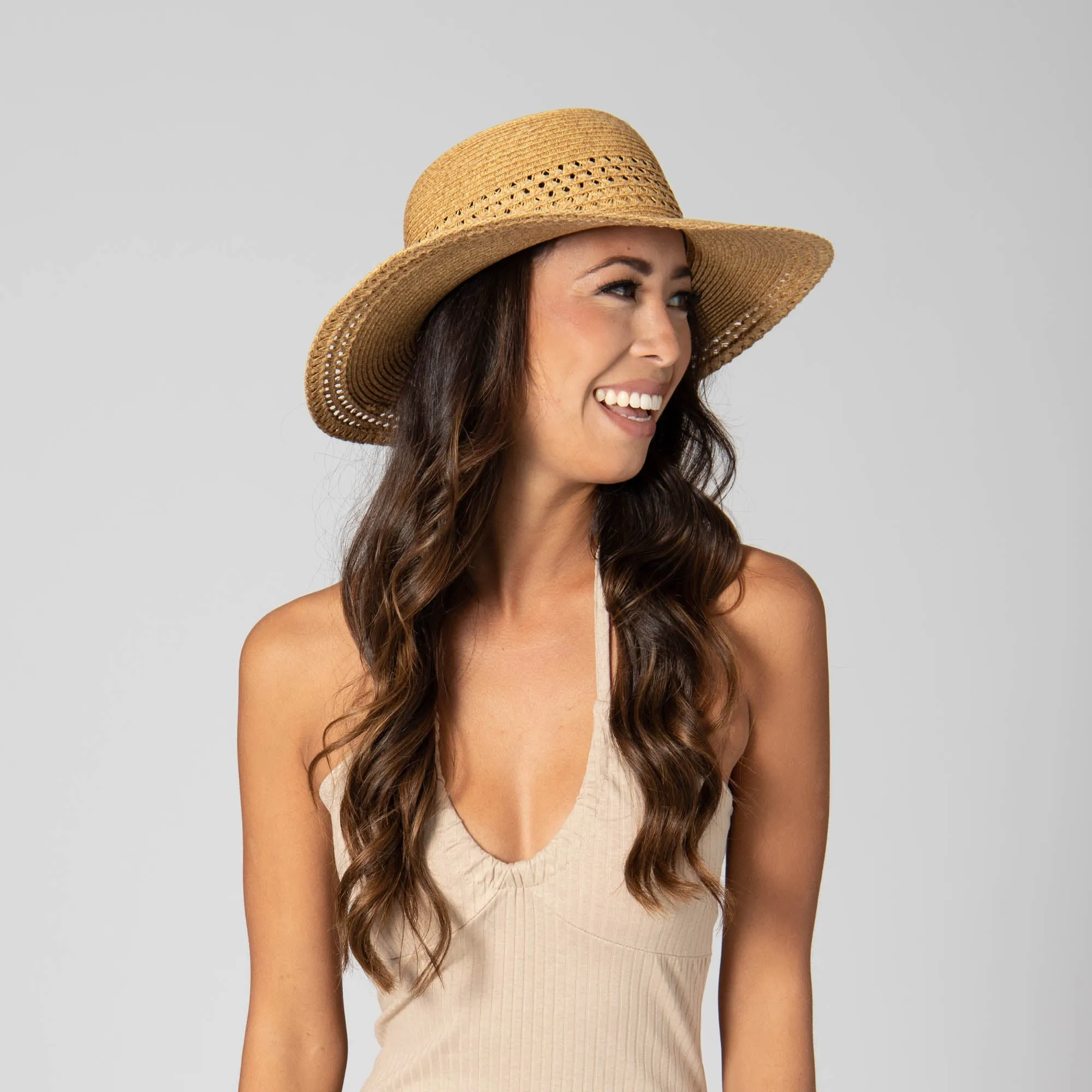 Everyday Sun Hat - Women's Sun Hat W/ Open Weave Stripes