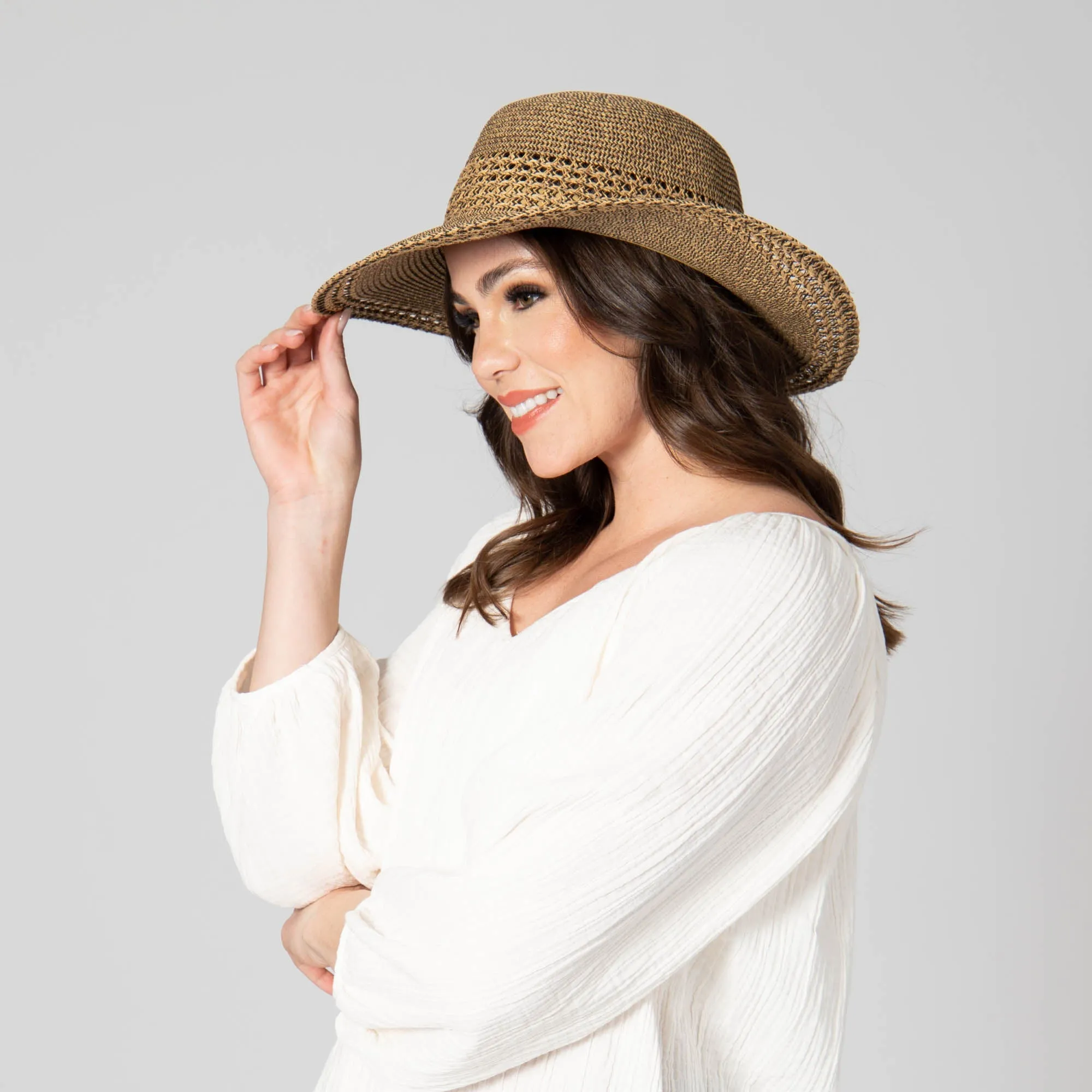 Everyday Sun Hat - Women's Sun Hat W/ Open Weave Stripes