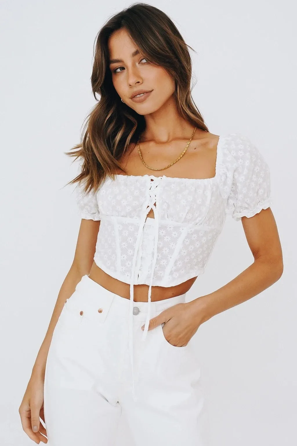 Floral Embroidered Puff Sleeve Top