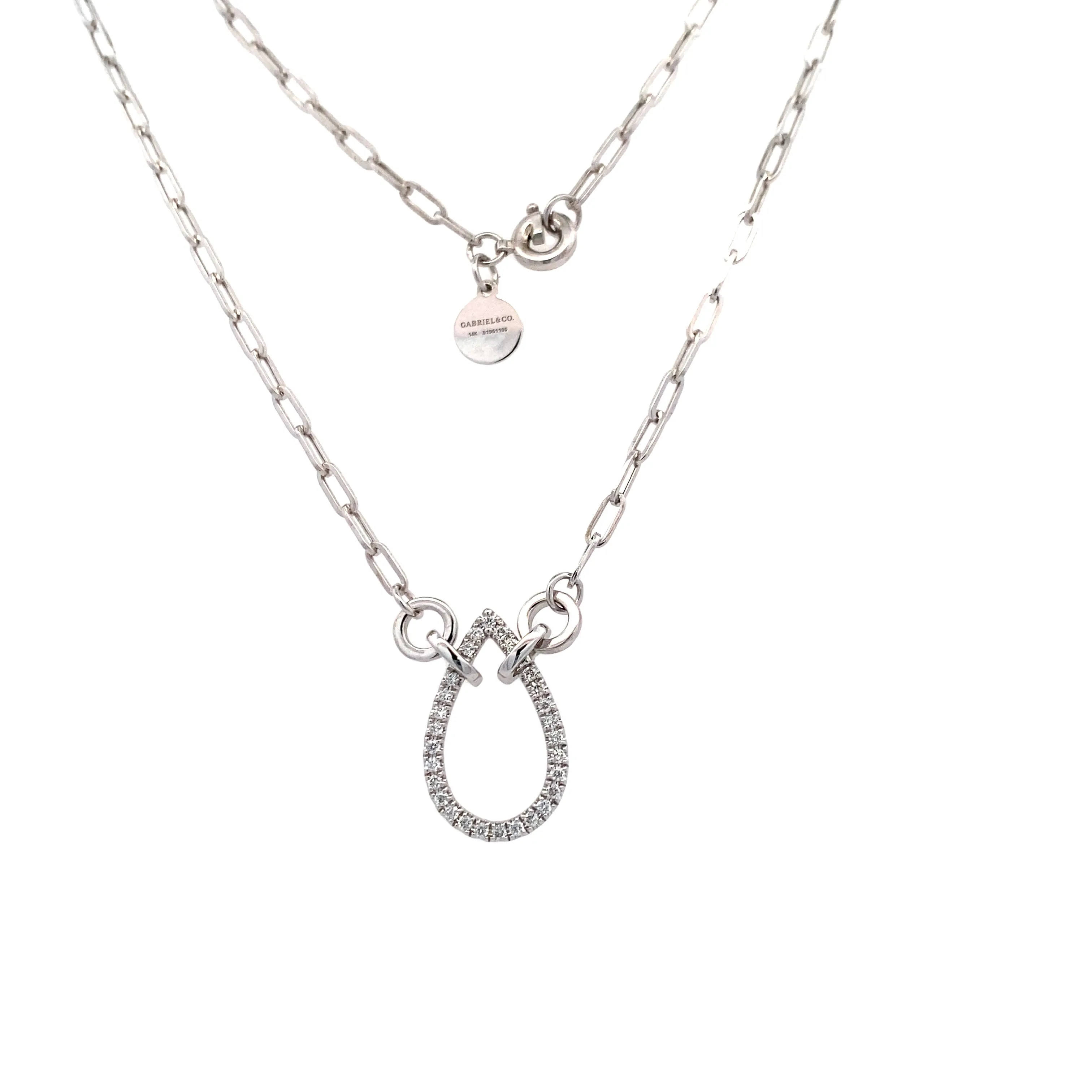 Gabriel & Co. White Gold DIamond Fancy Link Necklace