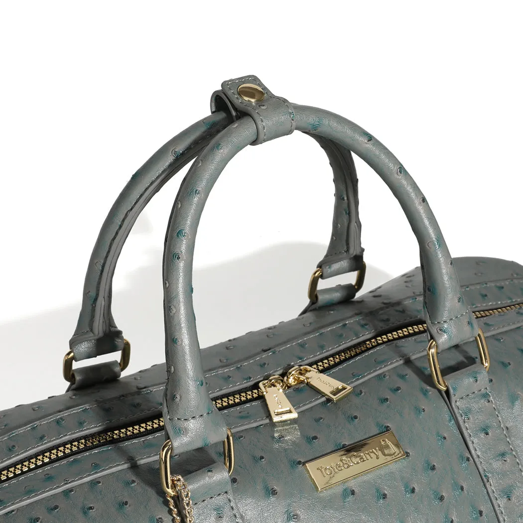 Grey Ostrich Duffle Bag