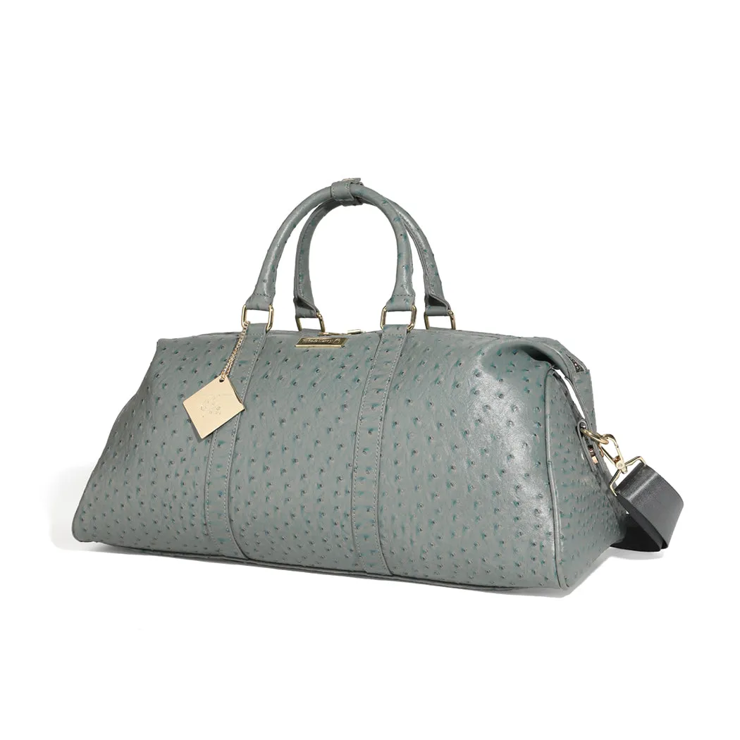 Grey Ostrich Duffle Bag