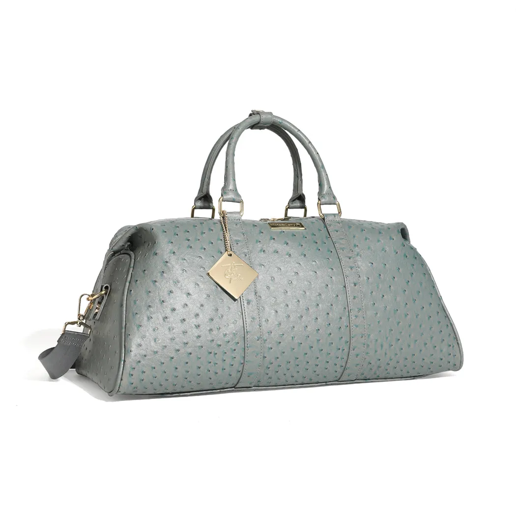 Grey Ostrich Duffle Bag