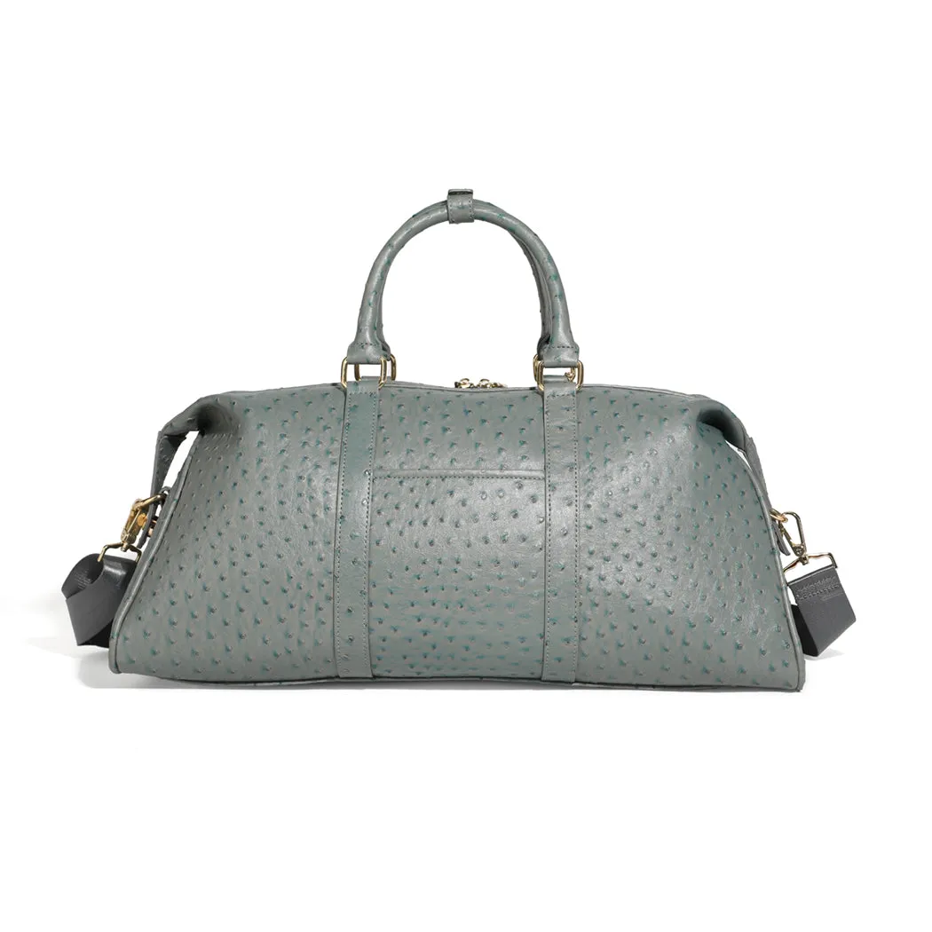 Grey Ostrich Duffle Bag