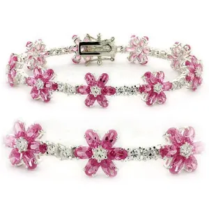 High-Polished 925 Sterling Silver Bracelet with AAA Grade CZ in Rose for Women Style LOAS956