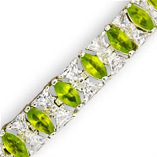 High-Polished 925 Sterling Silver Bracelet with Synthetic Spinel in Peridot for Women Style 31921