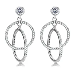 High polished (no plating) Stainless Steel Earrings with AAA Grade CZ in Clear for Women Clear Stone Color Style DA100