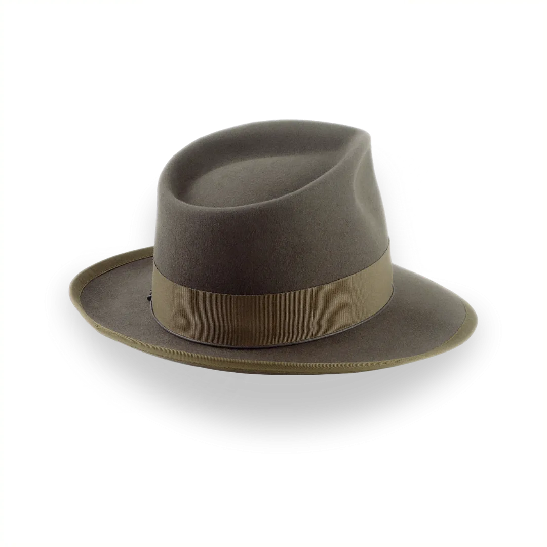 Khaki Vintage Style Fedora Hat in Luxurious Beaver Fur Felt |  The Pandamator