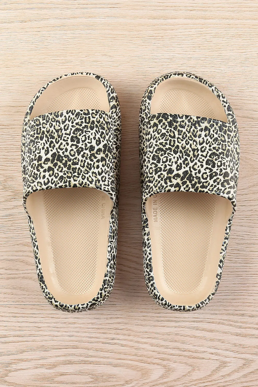 Leopard Print Casual Soft Rubber Slides Shoes