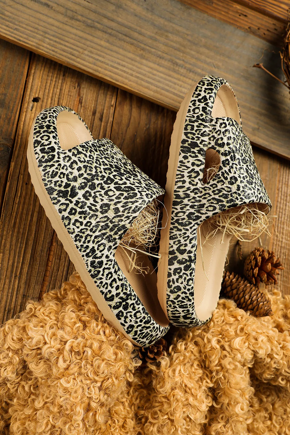 Leopard Print Casual Soft Rubber Slides Shoes