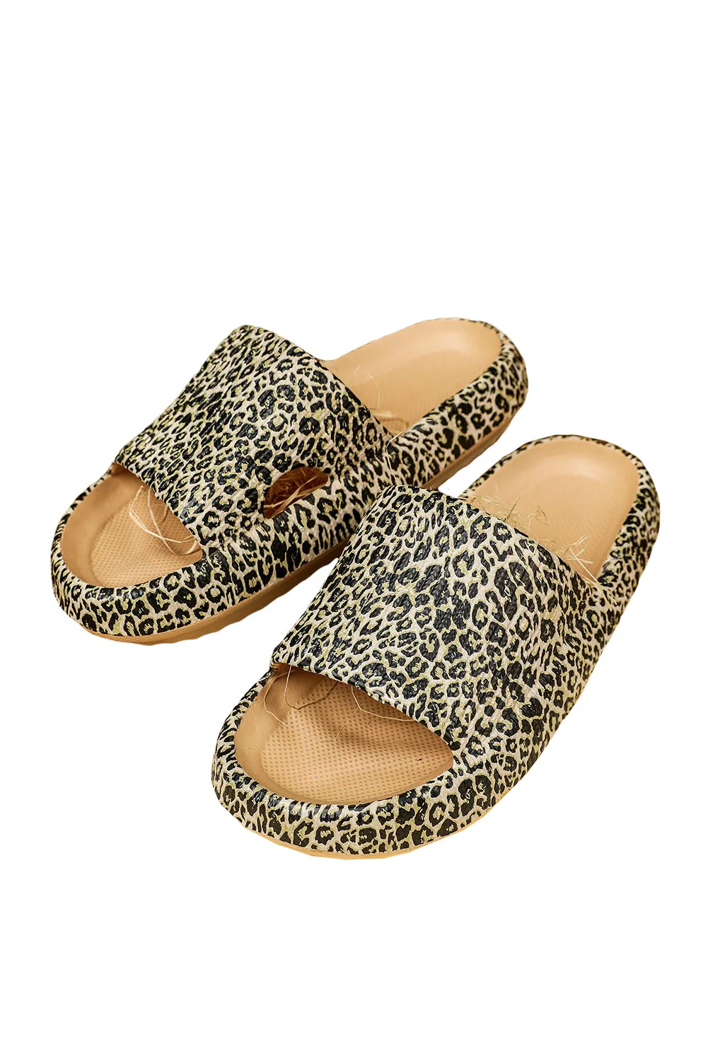 Leopard Print Casual Soft Rubber Slides Shoes