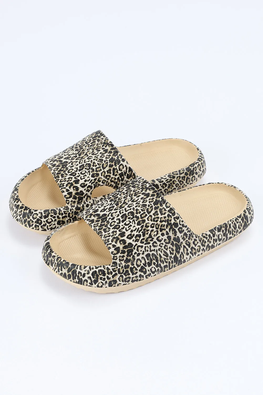 Leopard Print Casual Soft Rubber Slides Shoes