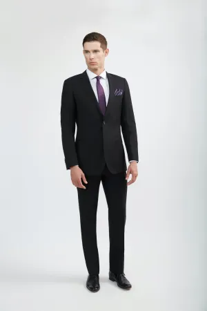 Luxurious 100% Super Fine Italian Wool Black Suit