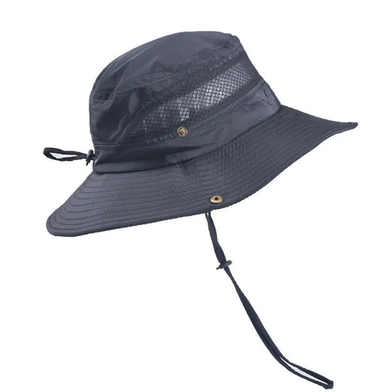 Men's Outdoor Breathable Mesh Large Brim Bucket Hat