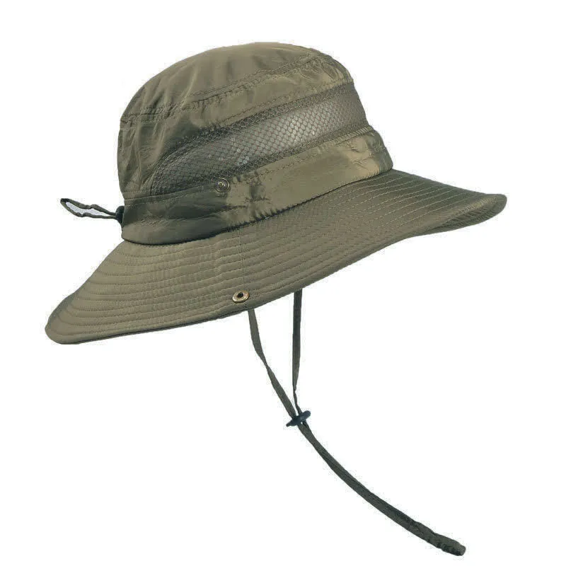 Men's Outdoor Breathable Mesh Large Brim Bucket Hat