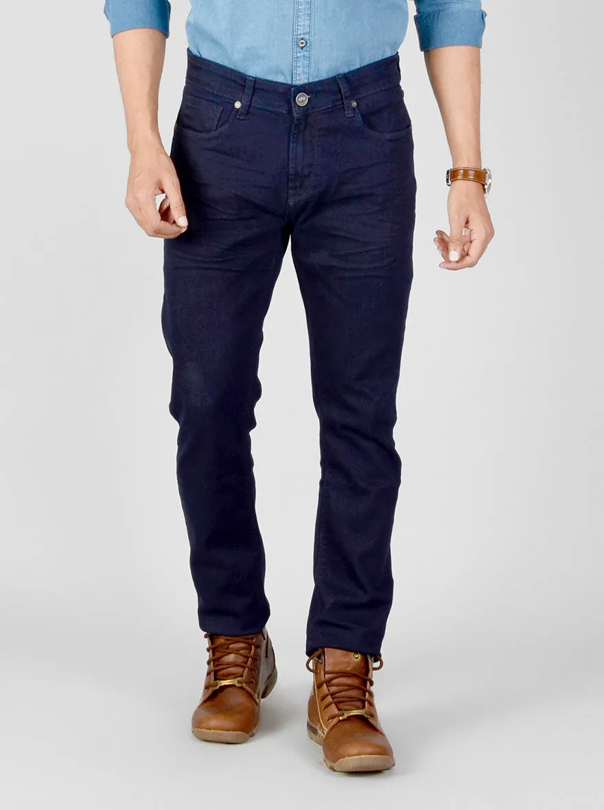 Night Blue Solid Slim Fit Jeans | JadeBlue