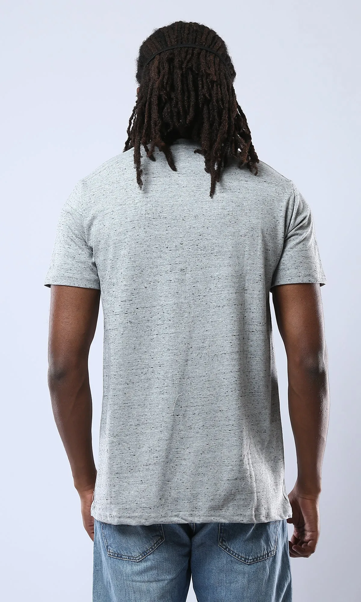 O178906 Round Neck Short Sleeves Heather Grey Comfy Tee