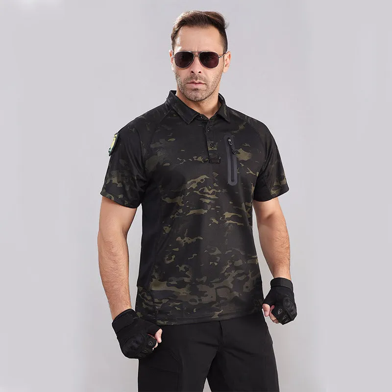 OUTDOOR TACTICAL CAMOUFLAGE QUICK DRYING SLIM FIT POLO SHIRT