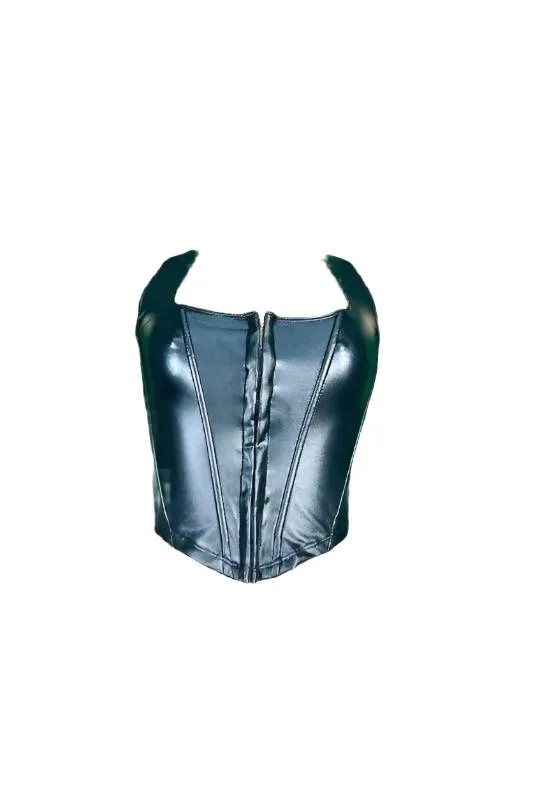 PU Leather Halter Vest