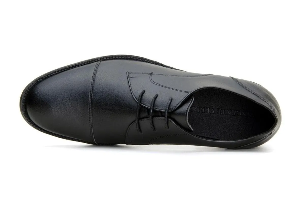 'Roma' classic vegan leather derby by Vincente Verde -  black