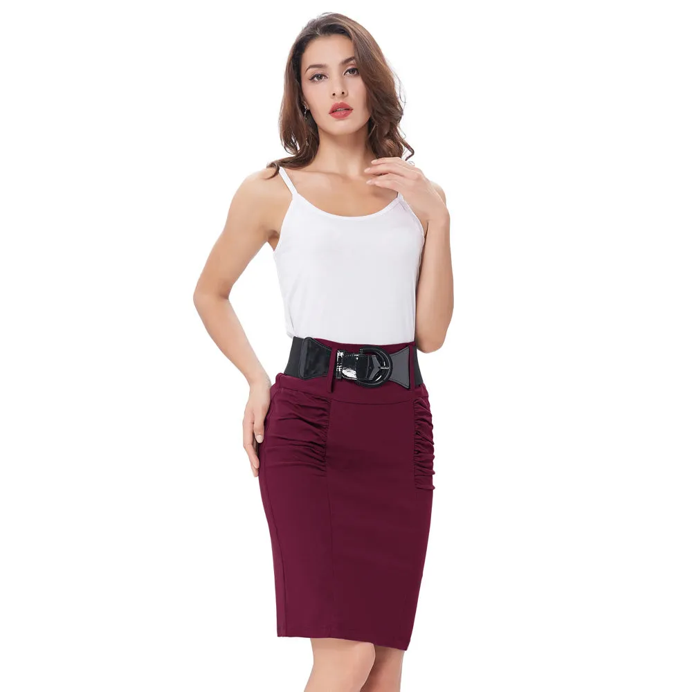 Sexy Pencil Office High Waist Skirt With Belt