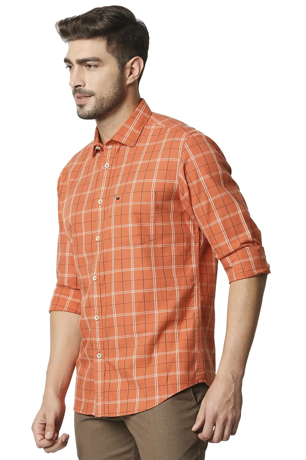 Slim Fit Twill Checks Shirt Shirt