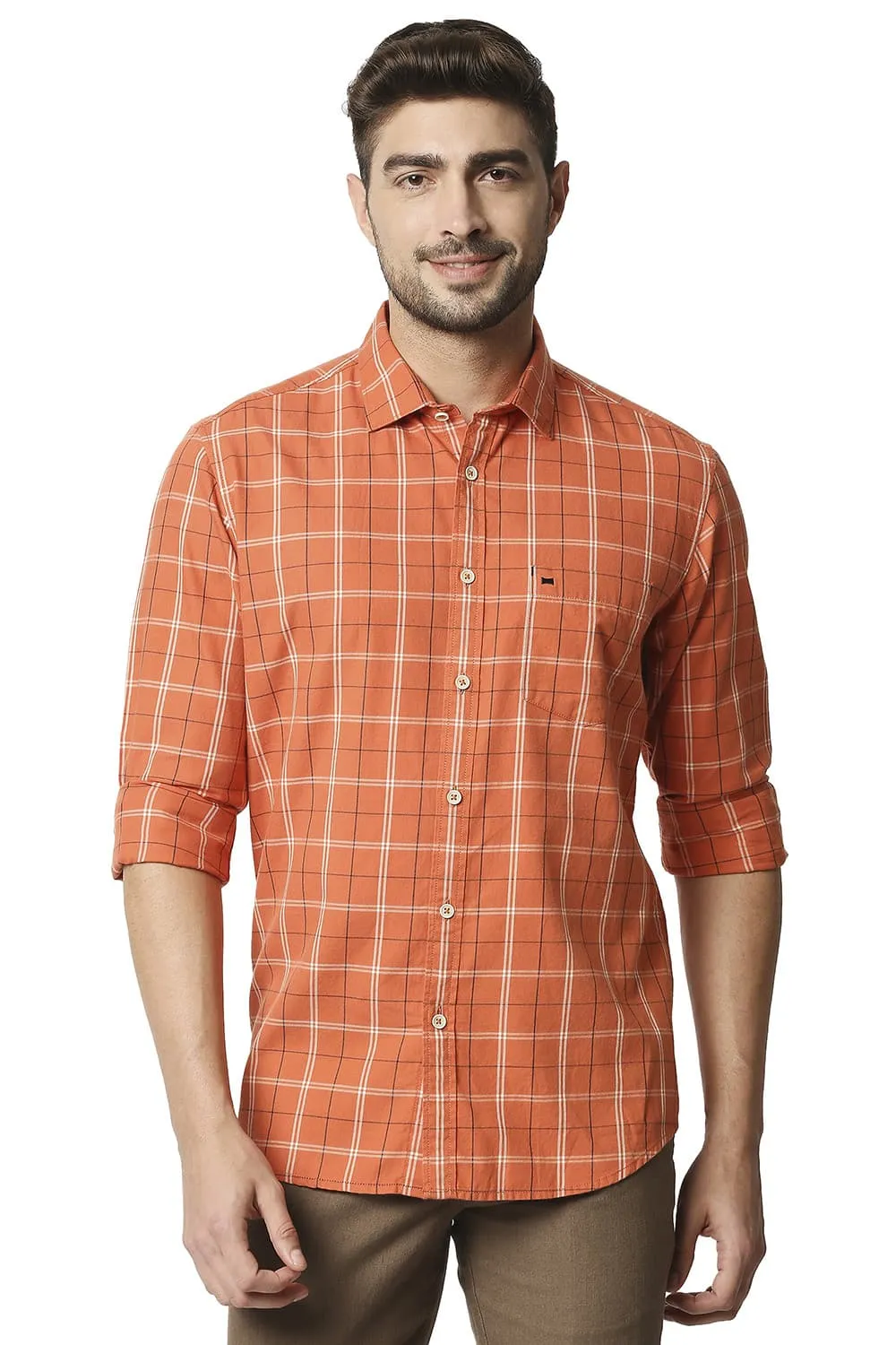 Slim Fit Twill Checks Shirt Shirt