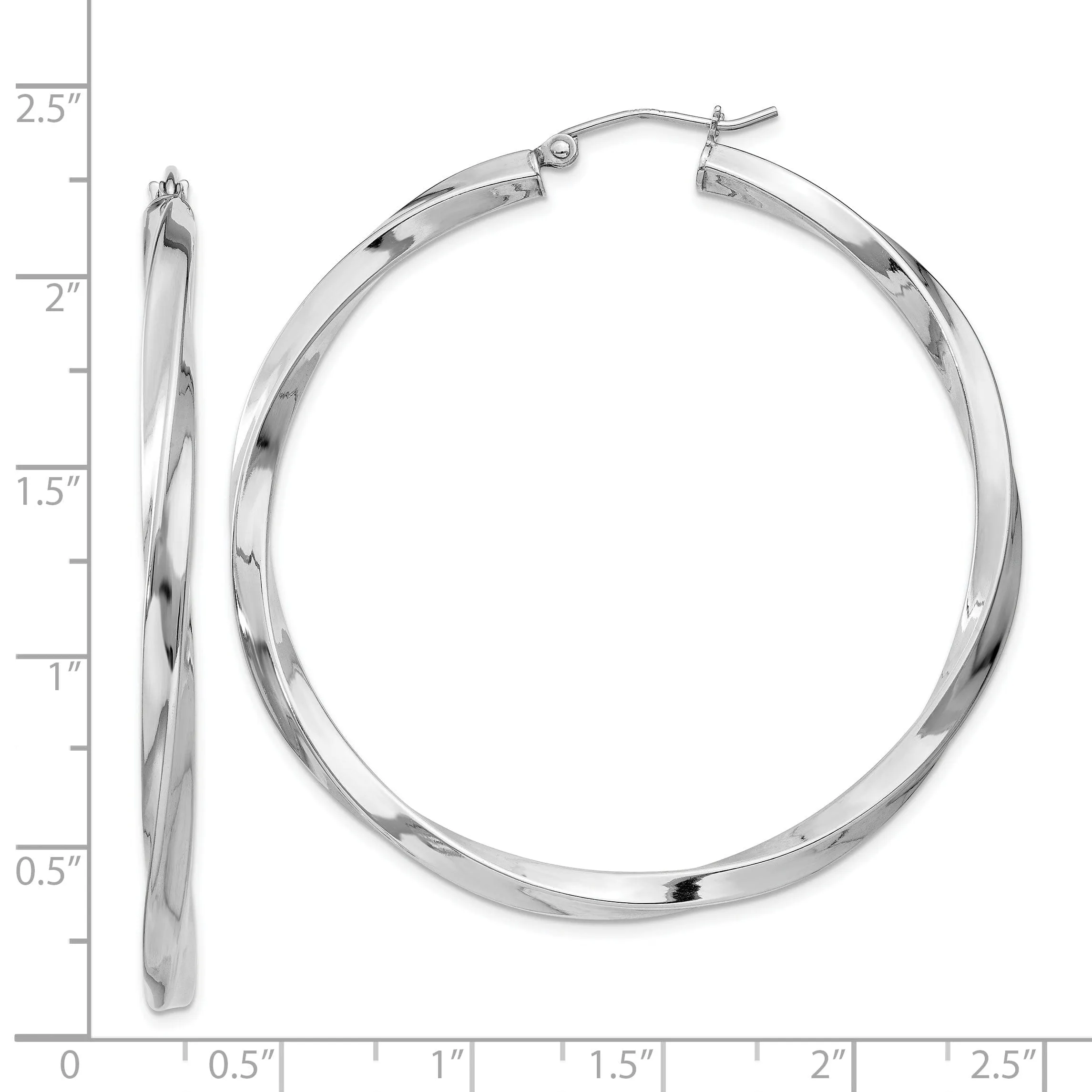 Sterling Silver 3MM Polished Twisted Hoop Earrings