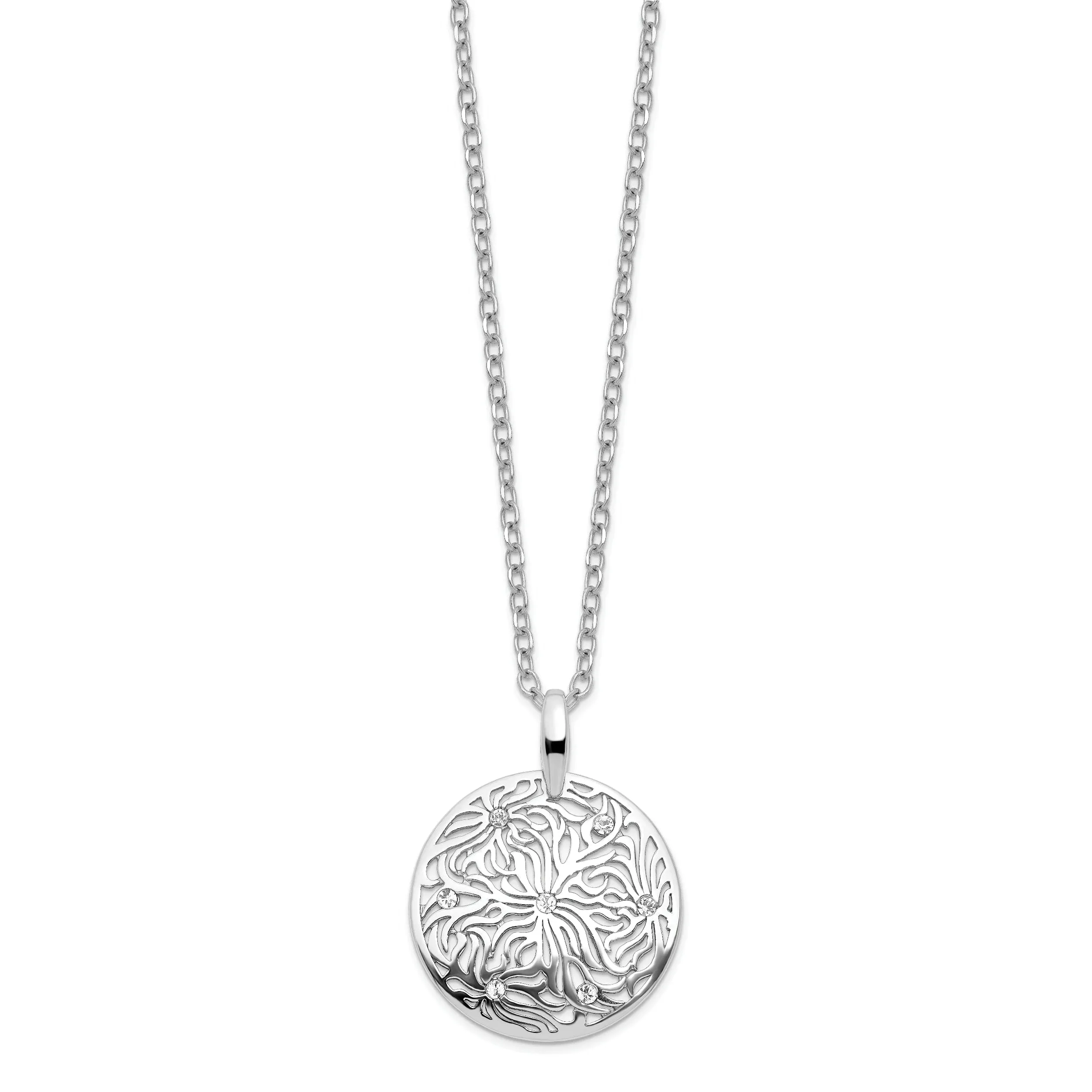 Sterling Silver Polished Cubic Zirconia Necklace