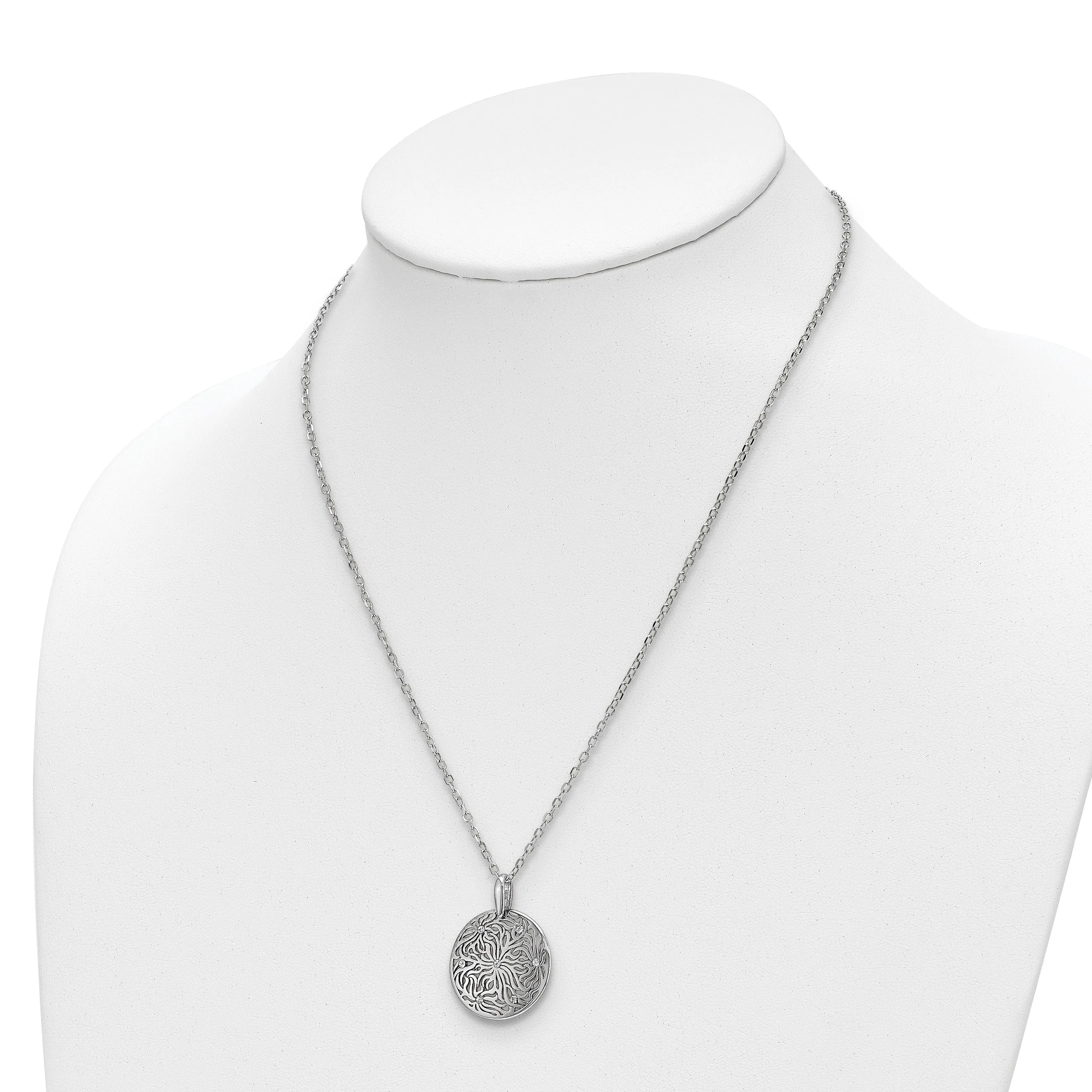 Sterling Silver Polished Cubic Zirconia Necklace