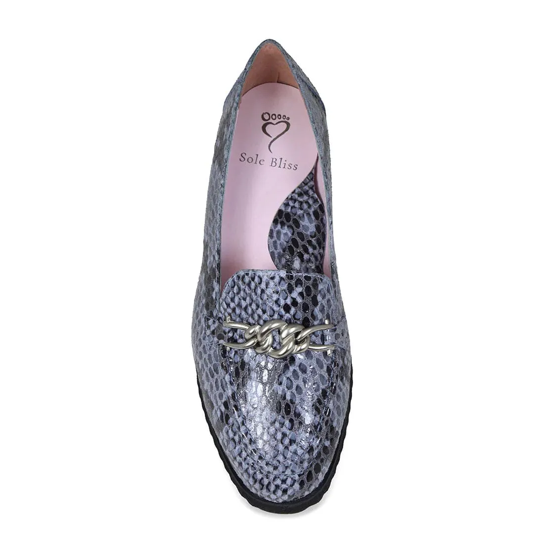 Tamara: Denim Snake Print Leather