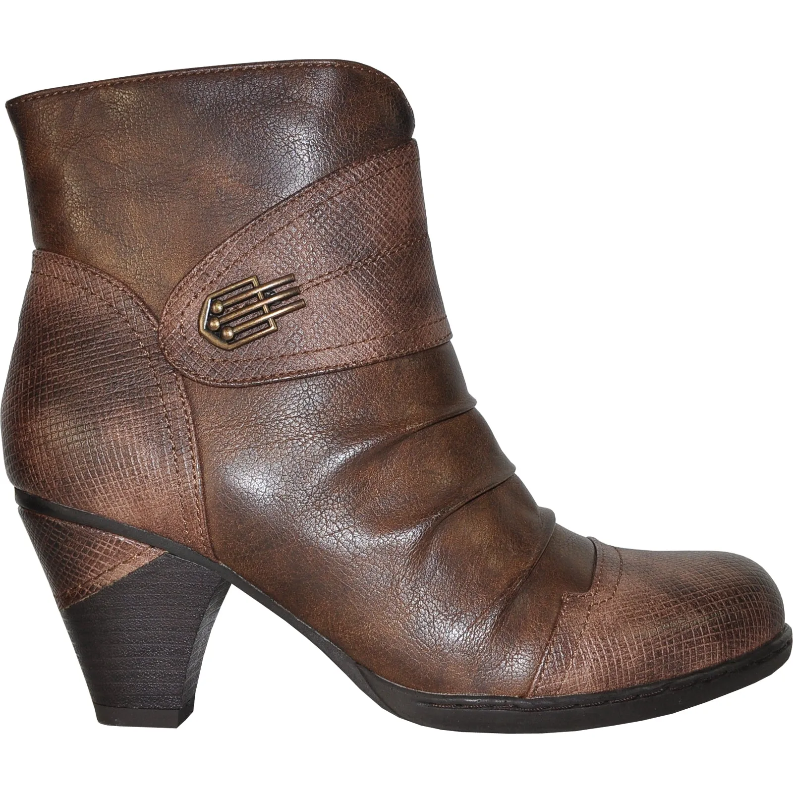 VANGELO Women Boot HF8400 Ankle Dress Boot Brown