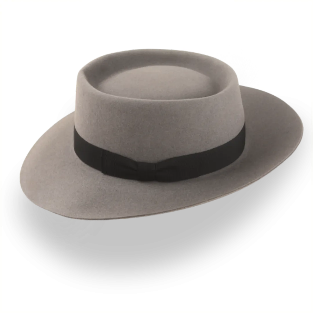 Vintage Style Wide-Brim Porkpie Hat in Premium Beaver Felt | The Oppenheimer