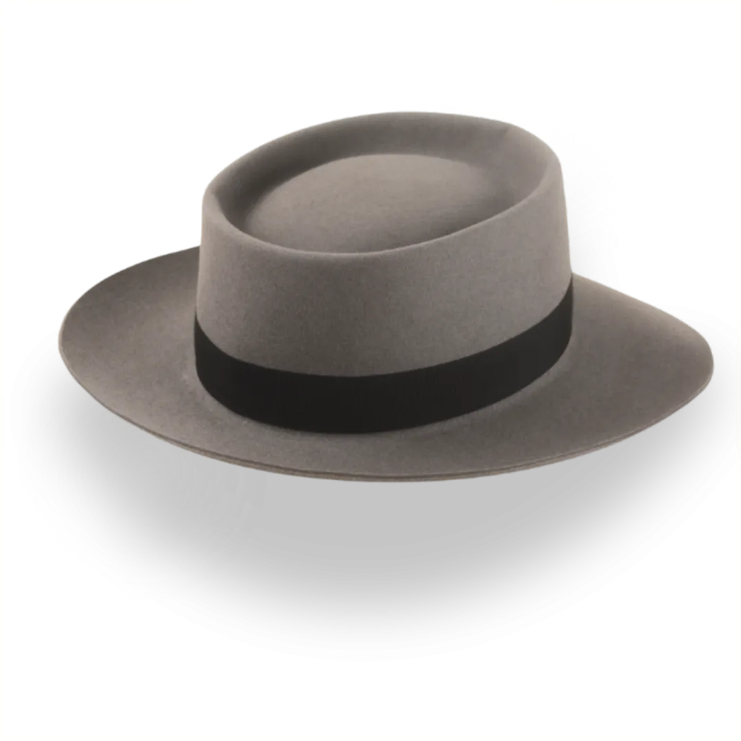 Vintage Style Wide-Brim Porkpie Hat in Premium Beaver Felt | The Oppenheimer