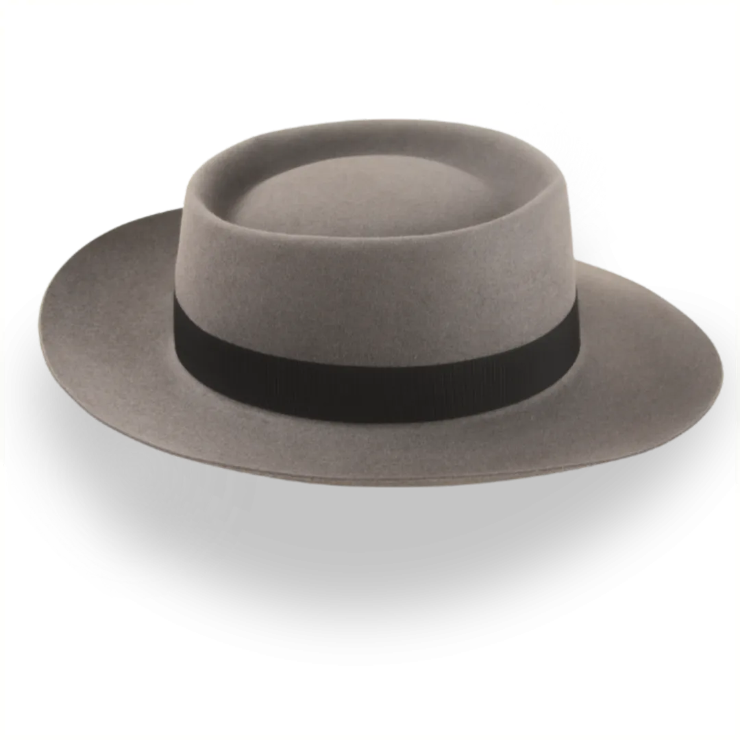 Vintage Style Wide-Brim Porkpie Hat in Premium Beaver Felt | The Oppenheimer